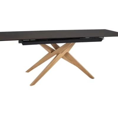 Rozkládací jídelní stůl 180(230)x90 AHMED - dub / tmavě hnědý matný