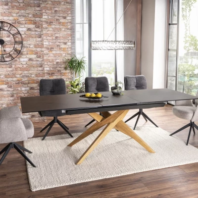 Rozkládací jídelní stůl 180(230)x90 AHMED - dub / tmavě hnědý matný