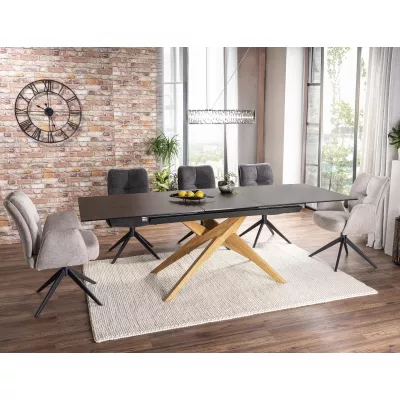 Rozkládací jídelní stůl 180(230)x90 AHMED - dub / tmavě hnědý matný