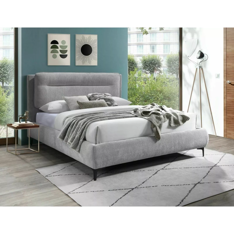 Manželská čalouněná postel 160x200 GISELE - šedá / černá