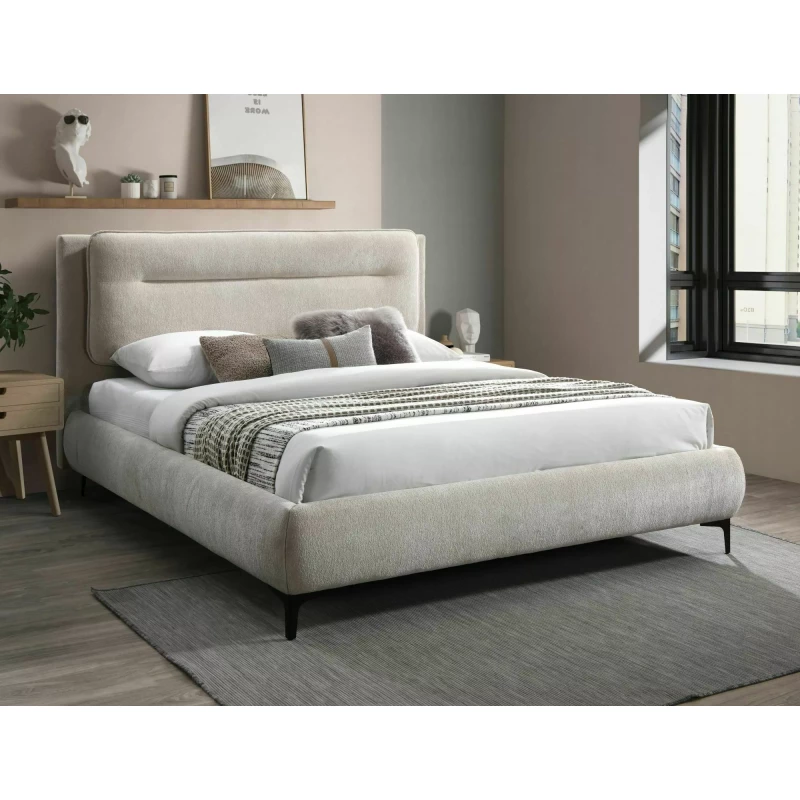 Manželská čalouněná postel 160x200 GISELE - béžová / černá