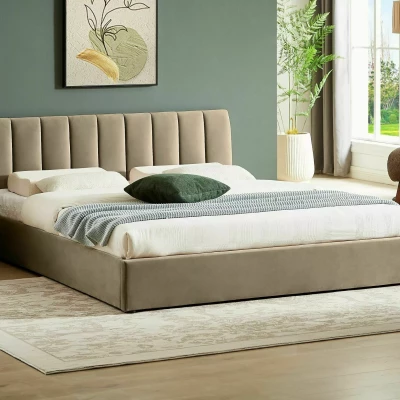 Čalouněná manželská postel 160x200 VIZMA - béžová