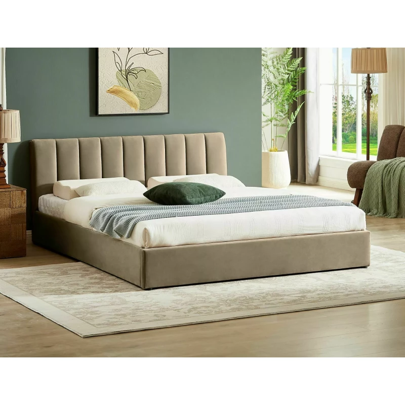 Čalouněná manželská postel 160x200 VIZMA - béžová