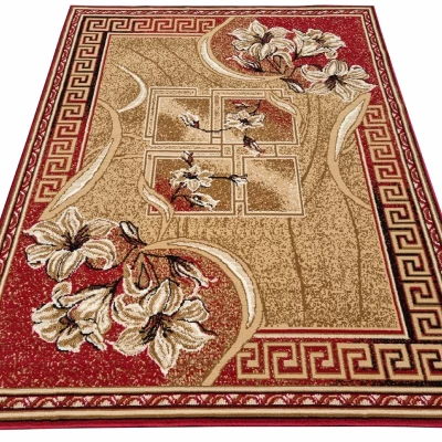 Vzorovaný koberec 140x190 cm LUKEN - červený / béžový