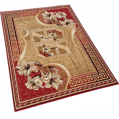 Vzorovaný koberec 140x190 cm LUKEN - červený / béžový