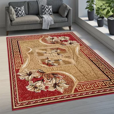 Vzorovaný koberec 180x250 cm LUKEN - červený / béžový