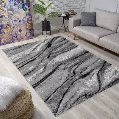 Obdélníkový koberece 50x90 cm LUKEN - šedý / černý