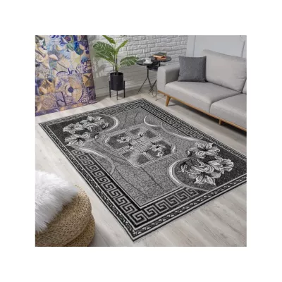 Vzorovaný koberec 50x90 cm LUKEN - šedý / černý