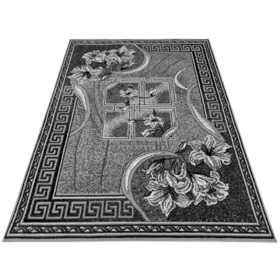 Vzorovaný koberec 50x90 cm LUKEN - šedý / černý
