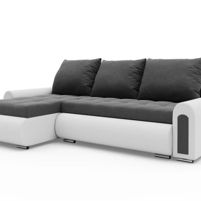 Rozkládací rohová sedací souprava EMBERLYN - bílá ekokůže / grafitová