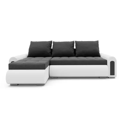 Rozkládací rohová sedací souprava EMBERLYN - bílá ekokůže / grafitová