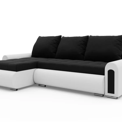 Rozkládací rohová sedací souprava EMBERLYN - bílá ekokůže / černá