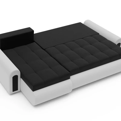 Rozkládací rohová sedací souprava EMBERLYN - bílá ekokůže / černá