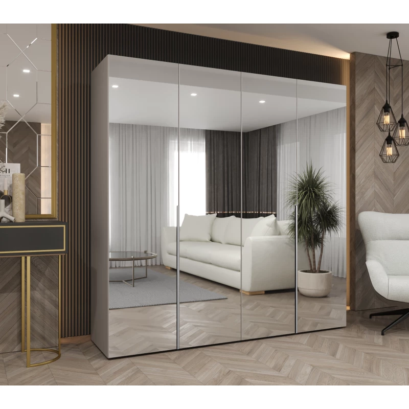 Zrcadlová šatní skříň 200 cm BUGRA - kašmírová