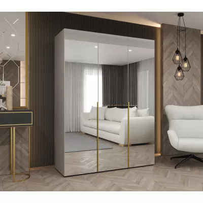 Zrcadlová šatní skříň 150 cm BUGRA - kašmírová / zlatá