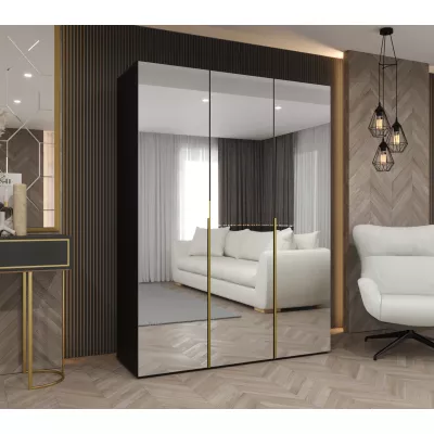 Zrcadlová šatní skříň 150 cm BUGRA - černá / zlatá