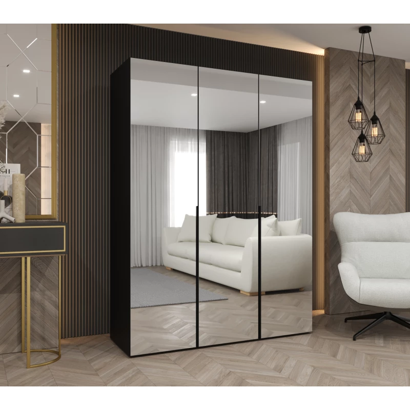 Zrcadlová šatní skříň 150 cm BUGRA - černá