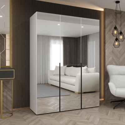 Zrcadlová šatní skříň 150 cm BUGRA - bílá / černá