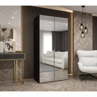 Zrcadlová šatní skříň 100 cm BUGRA - černá / stříbrná