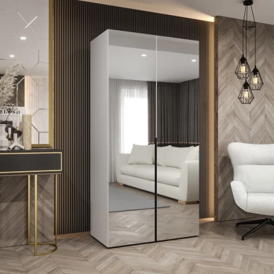 Zrcadlová šatní skříň 100 cm BUGRA - bílá / černá