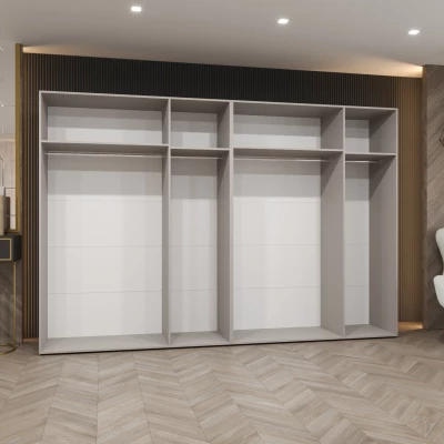 Šatní skříň 300 cm ASUDA se zrcadly - kašmír / černá