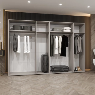 Šatní skříň 300 cm ASUDA se zrcadly - kašmír / černá