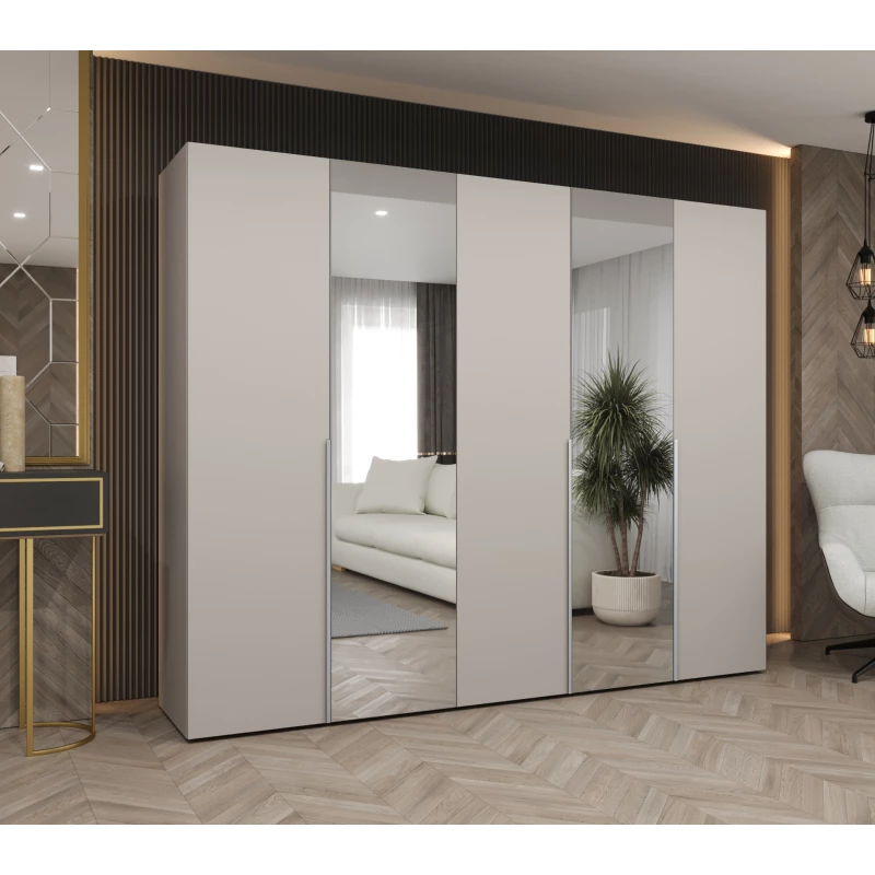 Šatní skříň 250 cm ASUDA se zrcadly - kašmír