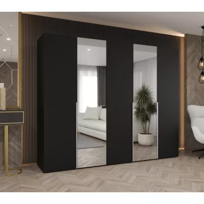 Šatní skříň 250 cm ASUDA se zrcadly - černá / stříbrná
