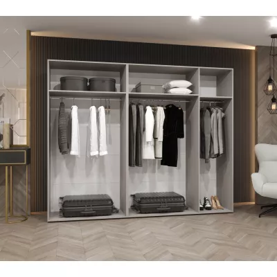 Šatní skříň 250 cm ASUDA se zrcadly - dub artisan / stříbrná
