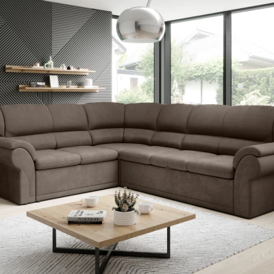 Rozkládací sedací souprava LAJANA - hnědá, levý roh