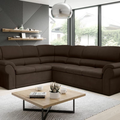 Rozkládací sedací souprava LAJANA - tmavě hnědá, levý roh