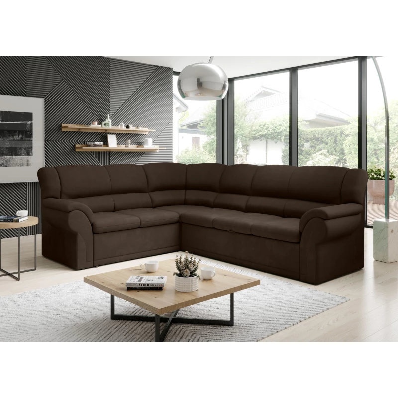 Rozkládací sedací souprava LAJANA - tmavě hnědá, levý roh