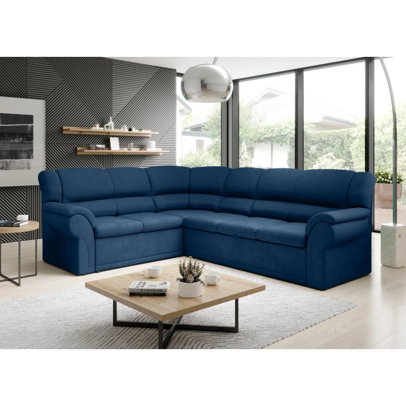 Rozkládací sedací souprava LAJANA - modrá, levý roh