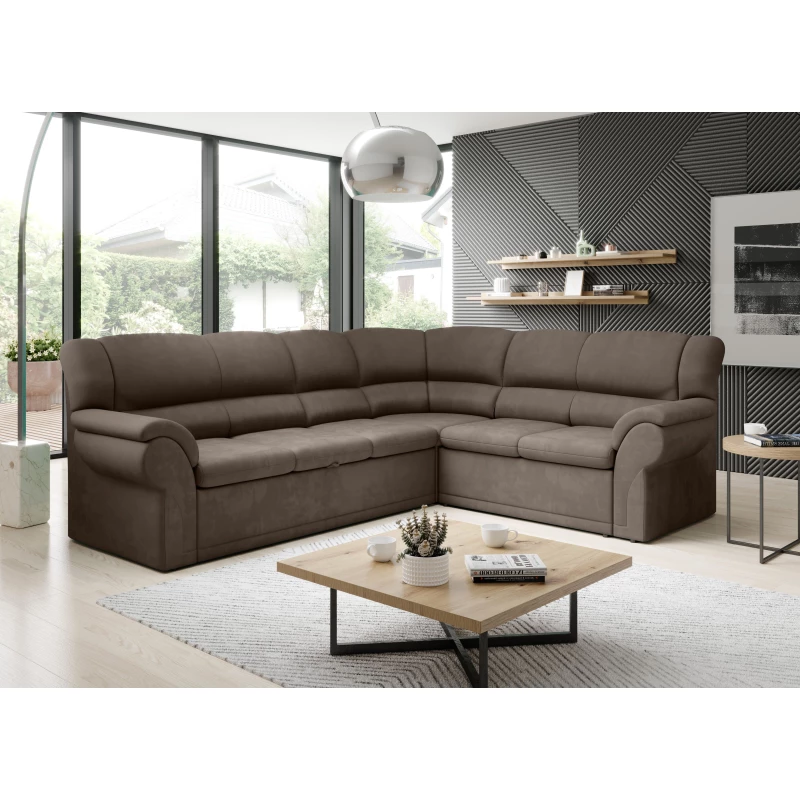 Rozkládací sedací souprava LAJANA - hnědá, pravý roh