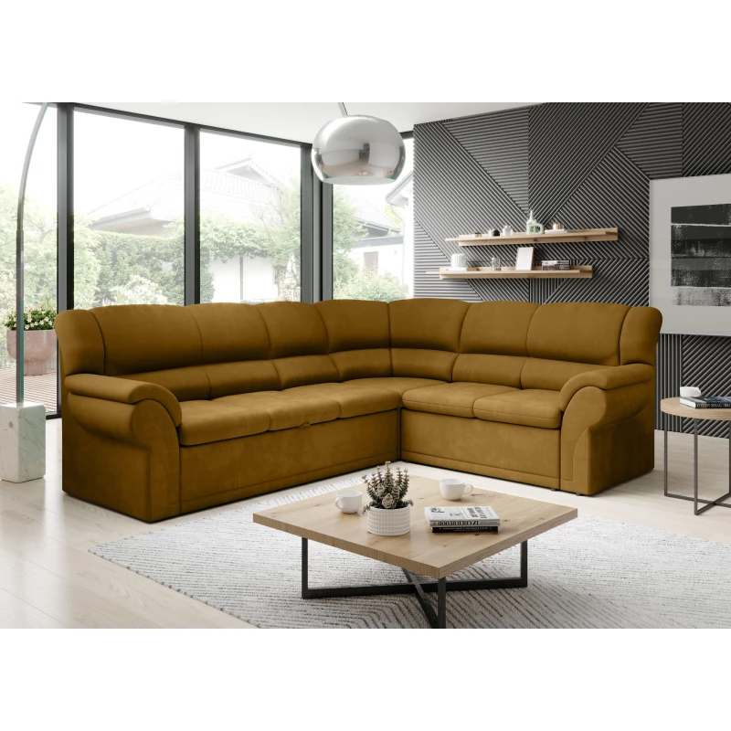 Rozkládací sedací souprava LAJANA - hořčicová, pravý roh