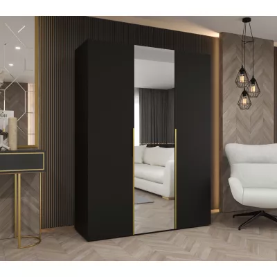 Šatní skříň 150 cm ASUDA se zrcadlem - černá / zlatá