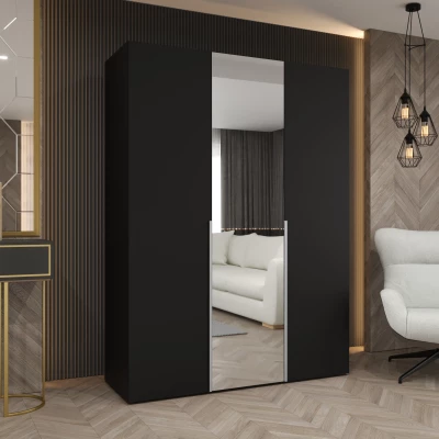 Šatní skříň 150 cm ASUDA se zrcadlem - černá / stříbrná