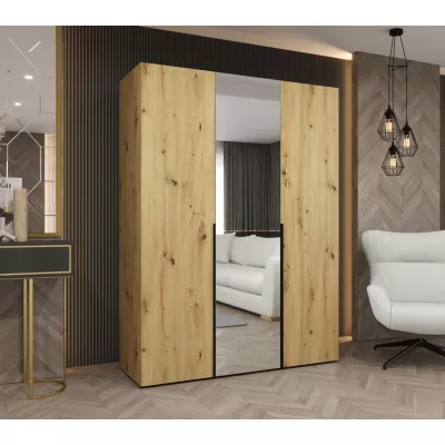 Šatní skříň 150 cm ASUDA se zrcadlem - dub artisan / černá
