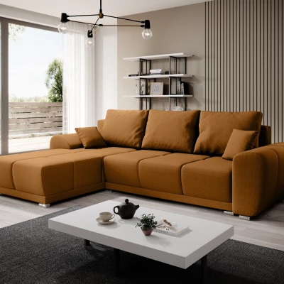 Sedací souprava s úložným prostorem TALULLA - oranžová, levý roh