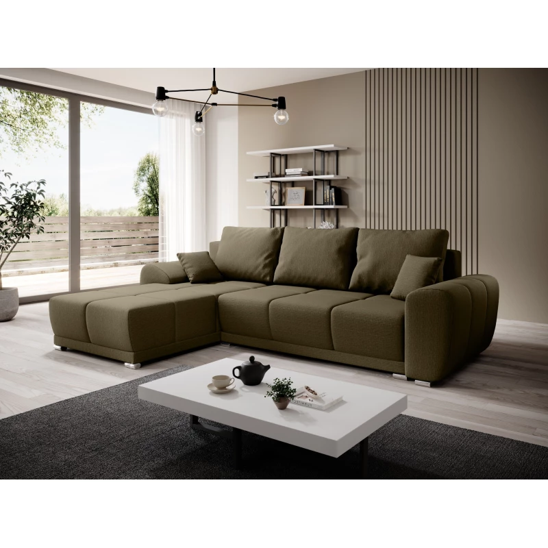 Sedací souprava s úložným prostorem TALULLA - olivová, levý roh