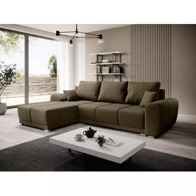 Sedací souprava s úložným prostorem TALULLA - olivová, levý roh