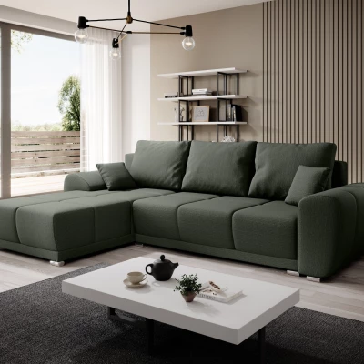 Sedací souprava s úložným prostorem TALULLA - tmavě zelená, levý roh