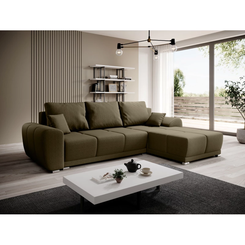 Sedací souprava s úložným prostorem TALULLA - olivová, pravý roh