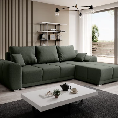 Sedací souprava s úložným prostorem TALULLA - tmavě zelená, pravý roh