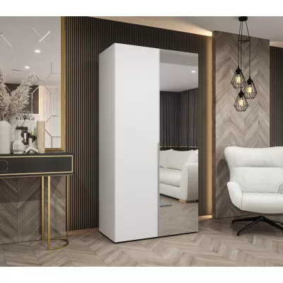 Šatní skříň 100 cm ASUDA se zrcadlem - bílá / stříbrná