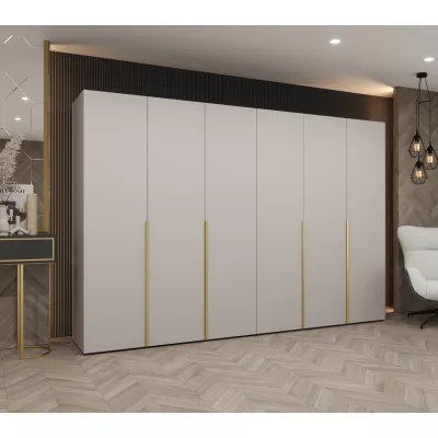 Šatní skříň 300 cm BETULA - kašmírová / zlatá