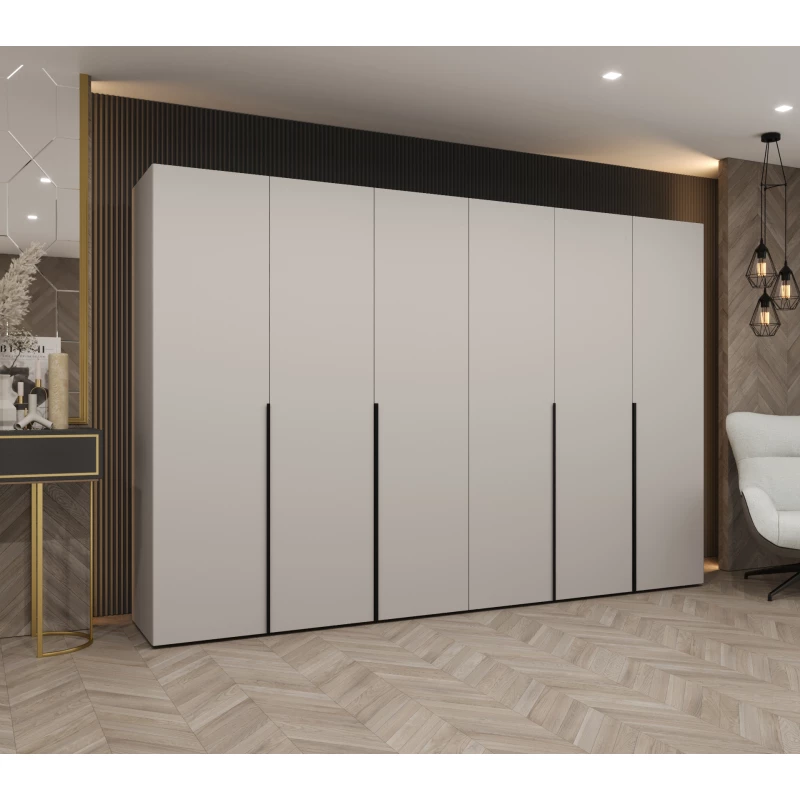 Šatní skříň 300 cm BETULA - kašmírová / černá