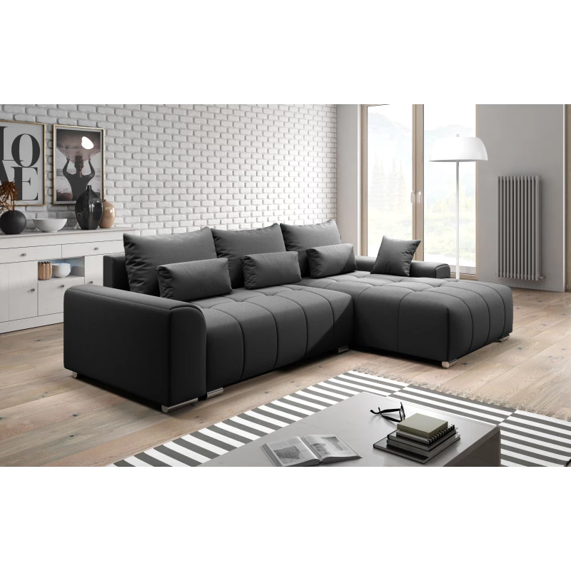 Rohová rozkládací sedačka RANDA - tmavě šedá