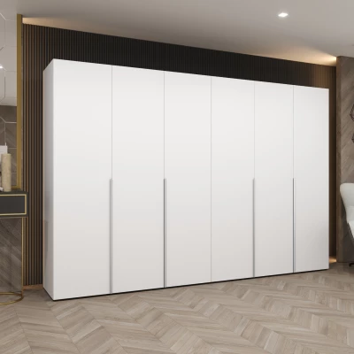 Šatní skříň 300 cm BETULA - bílá / stříbrná