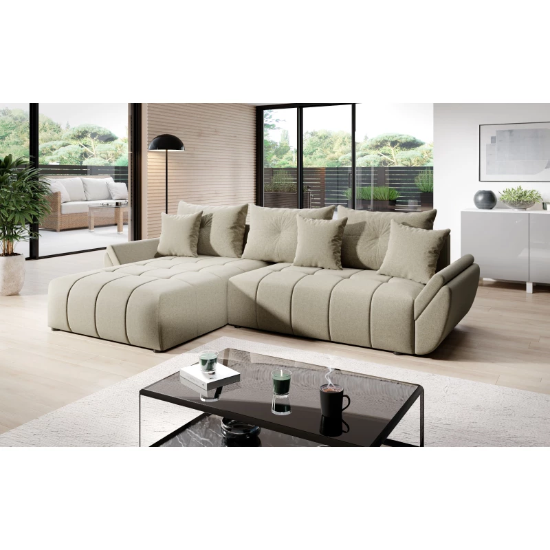 Rozkládací rohová sedačka KASIA - krémová